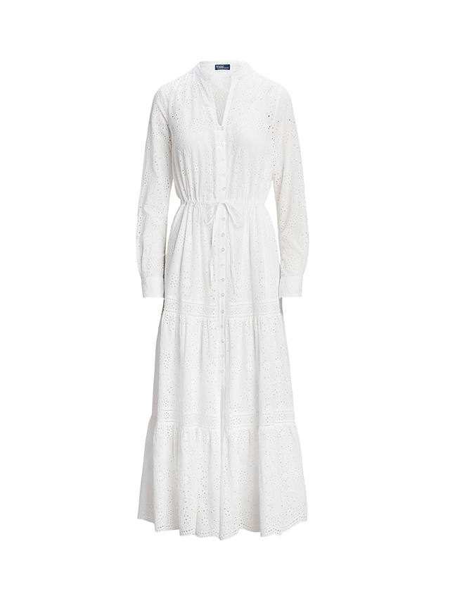 Polo Ralph Lauren Eyelet Maxi Shirt Dress, White