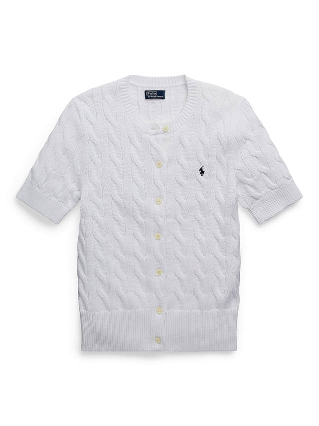 Polo Ralph Lauren Cable Knit Short Sleeve Cardigan, White