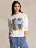 Polo Ralph Lauren Embroidered Duo Bear Cotton Jumper, White, White