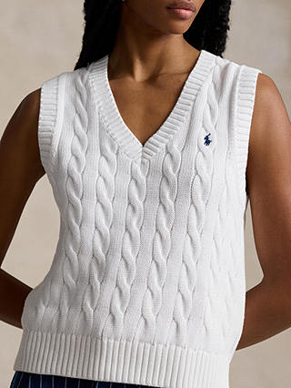 Polo Ralph Lauren Cable Knit Sleeveless Knit Top, White
