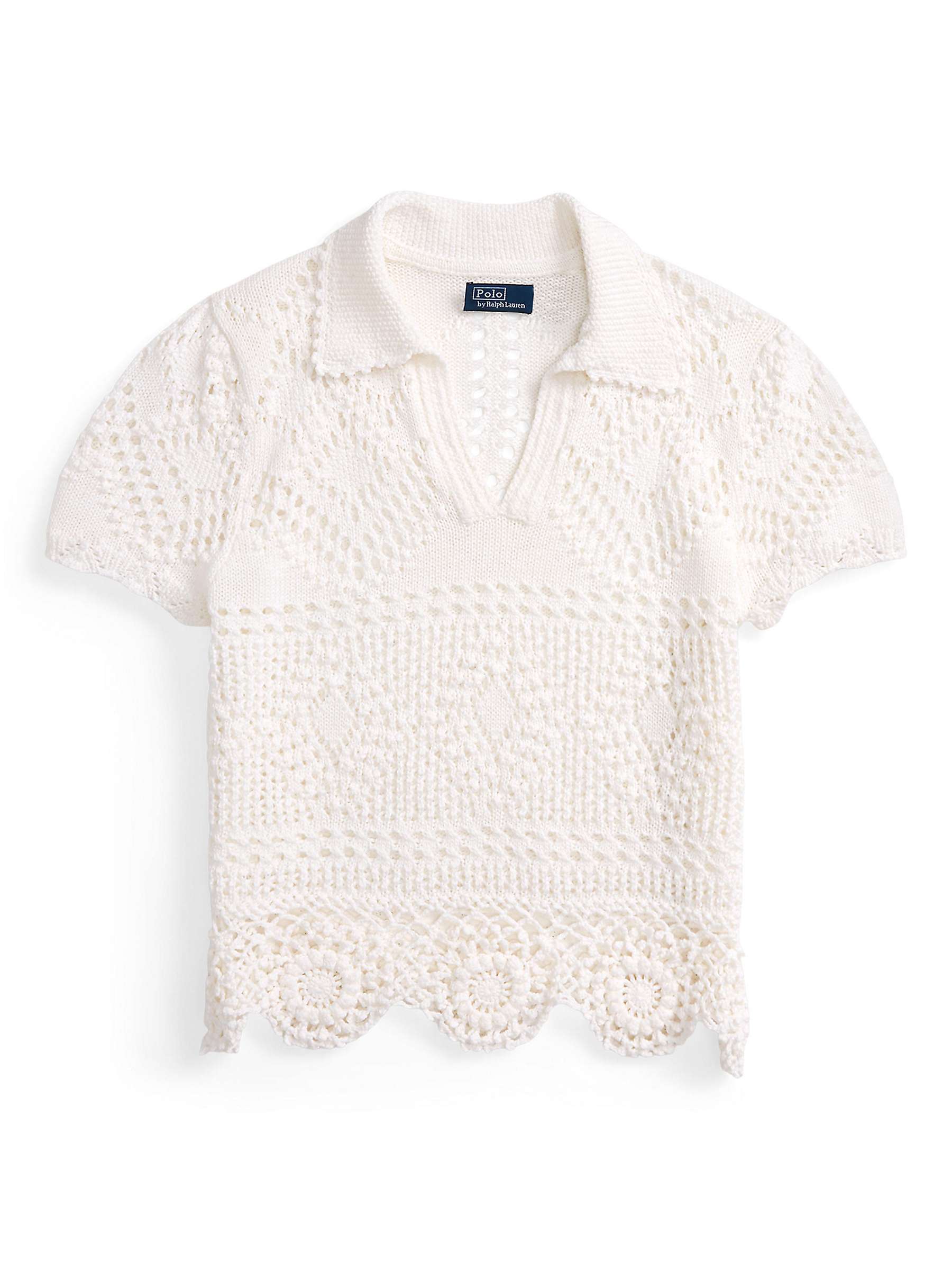 Buy Polo Ralph Lauren Pointelle Cotton Knit Top, White Online at johnlewis.com