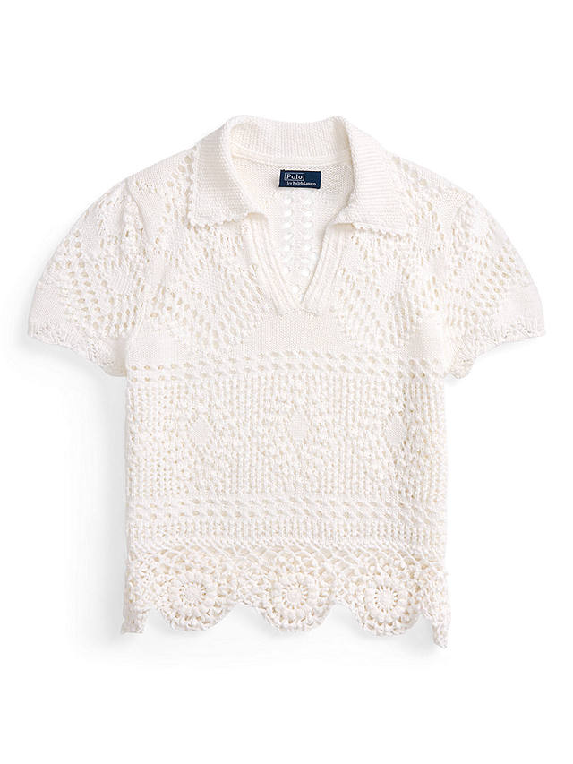 Polo Ralph Lauren Pointelle Cotton Knit Top, White