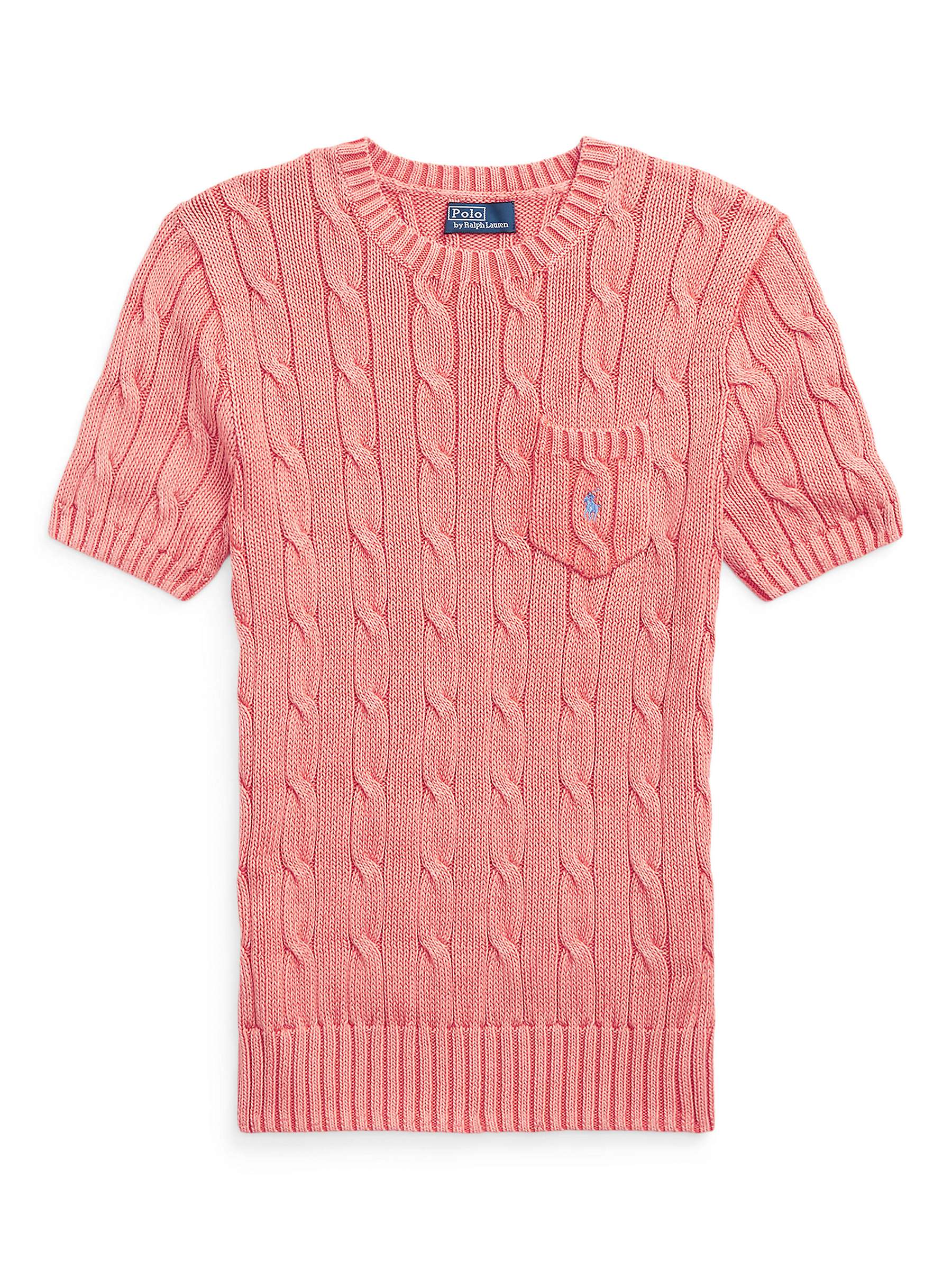Buy Polo Ralph Lauren Cable Knit Short Sleeve Jumper, Cotton Rose Online at johnlewis.com