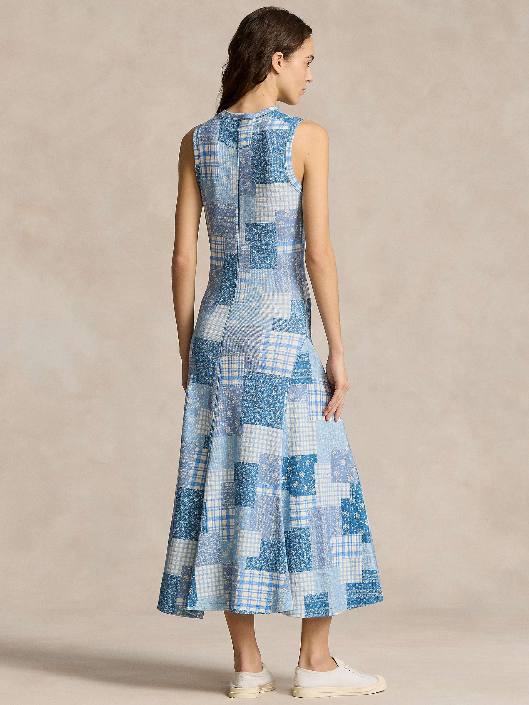 Buy Polo Ralph Lauren Patchwork Print Midi Dress, Blue Online at johnlewis.com