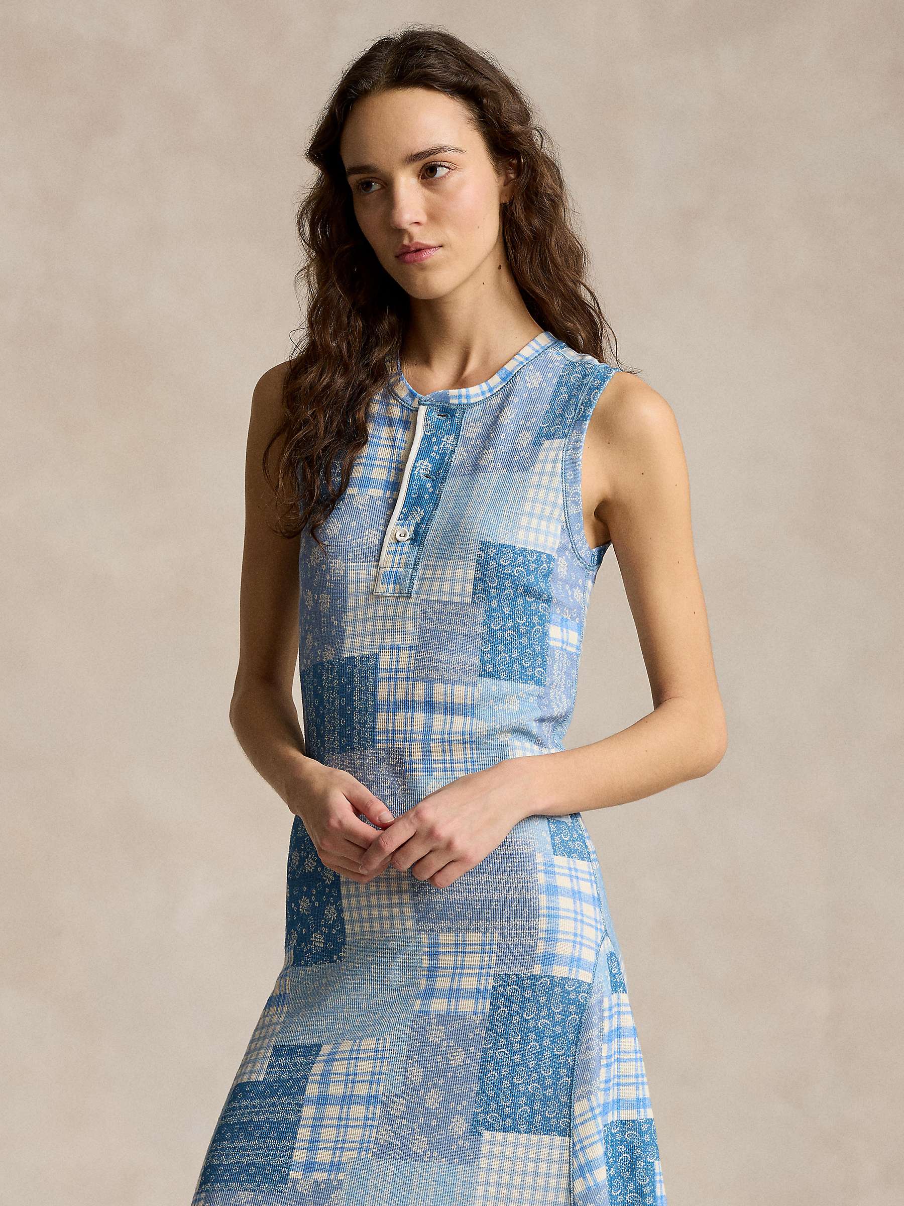 Buy Polo Ralph Lauren Patchwork Print Midi Dress, Blue Online at johnlewis.com