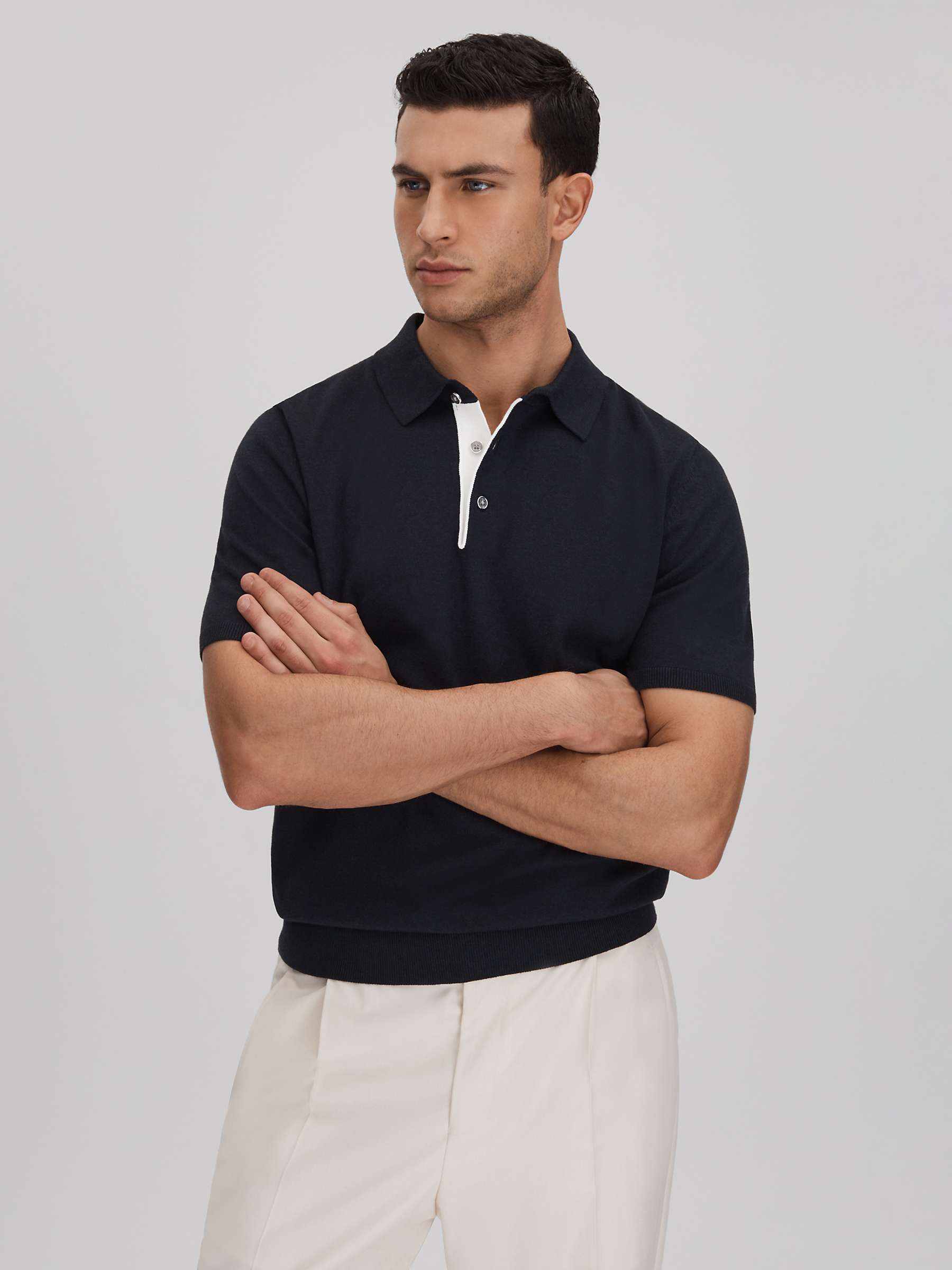 Buy Reiss Finch Knitted Polo Shirt, Navy Online at johnlewis.com