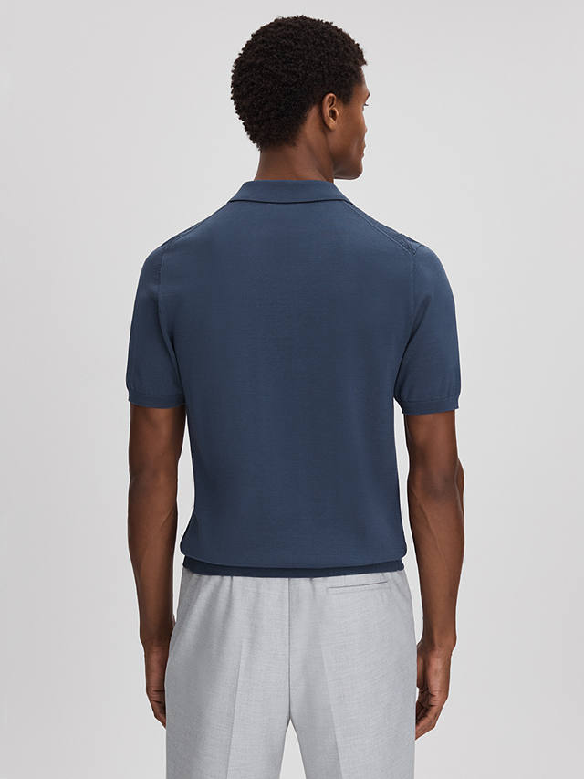 Reiss Tropic Short Sleeve Half Zip Polo Shirt, Blue