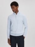 Reiss Swinley Half Zip Jumper, Soft Blue Melange