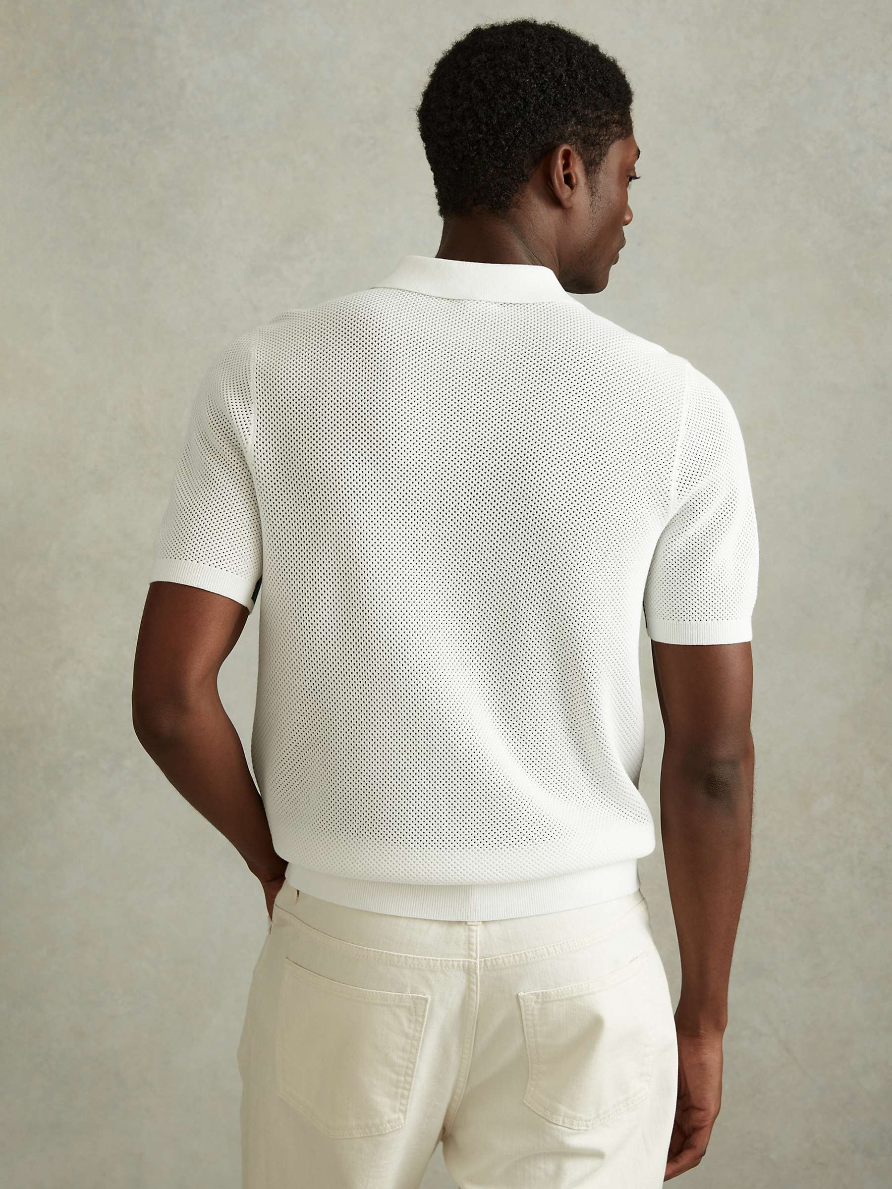 Buy Reiss Misto Textured Colour Block Shirt, Green/Optic White Online at johnlewis.com