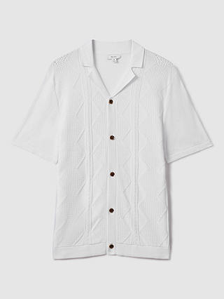 Reiss Fortune Short Sleeve Cuban Shirt, White
