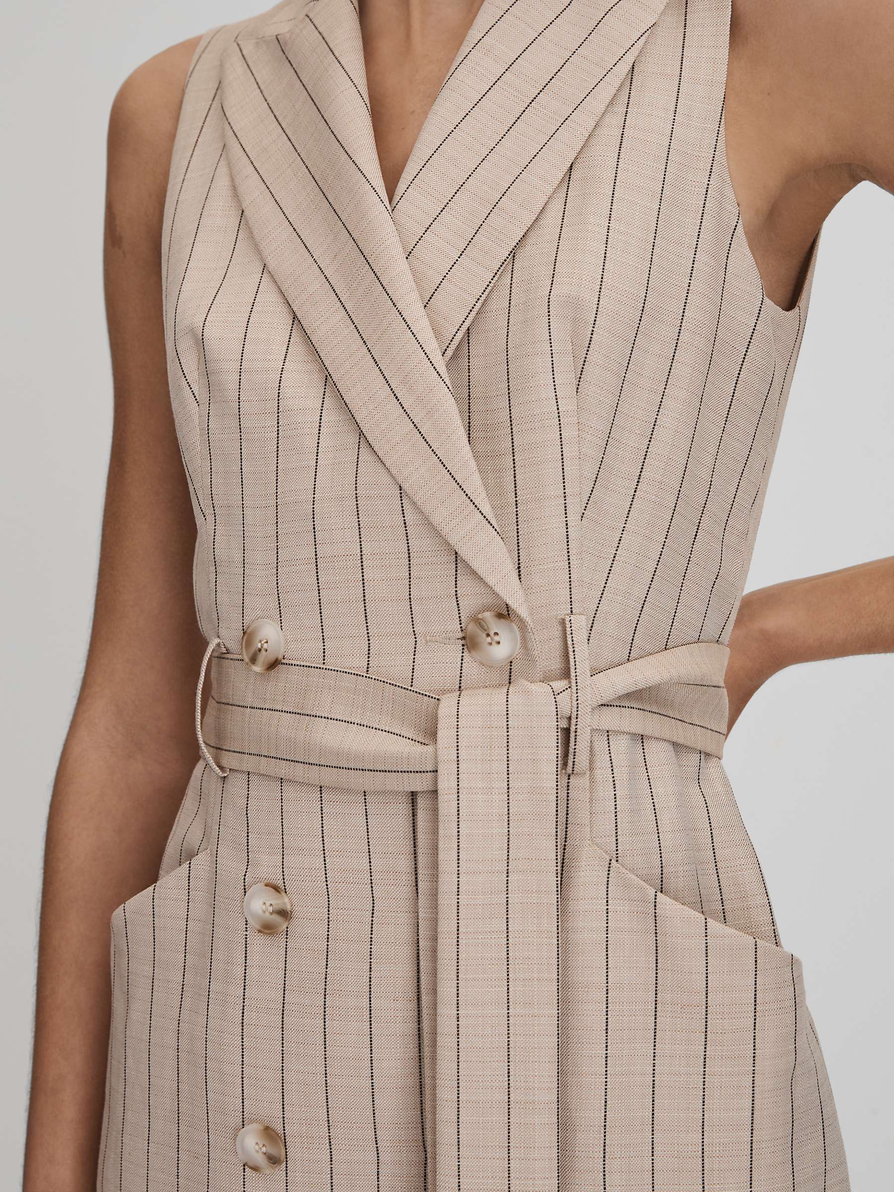 Buy Reiss Andie Wool Blend Pinstripe Sleeveless Blazer Dress, Neutral Online at johnlewis.com