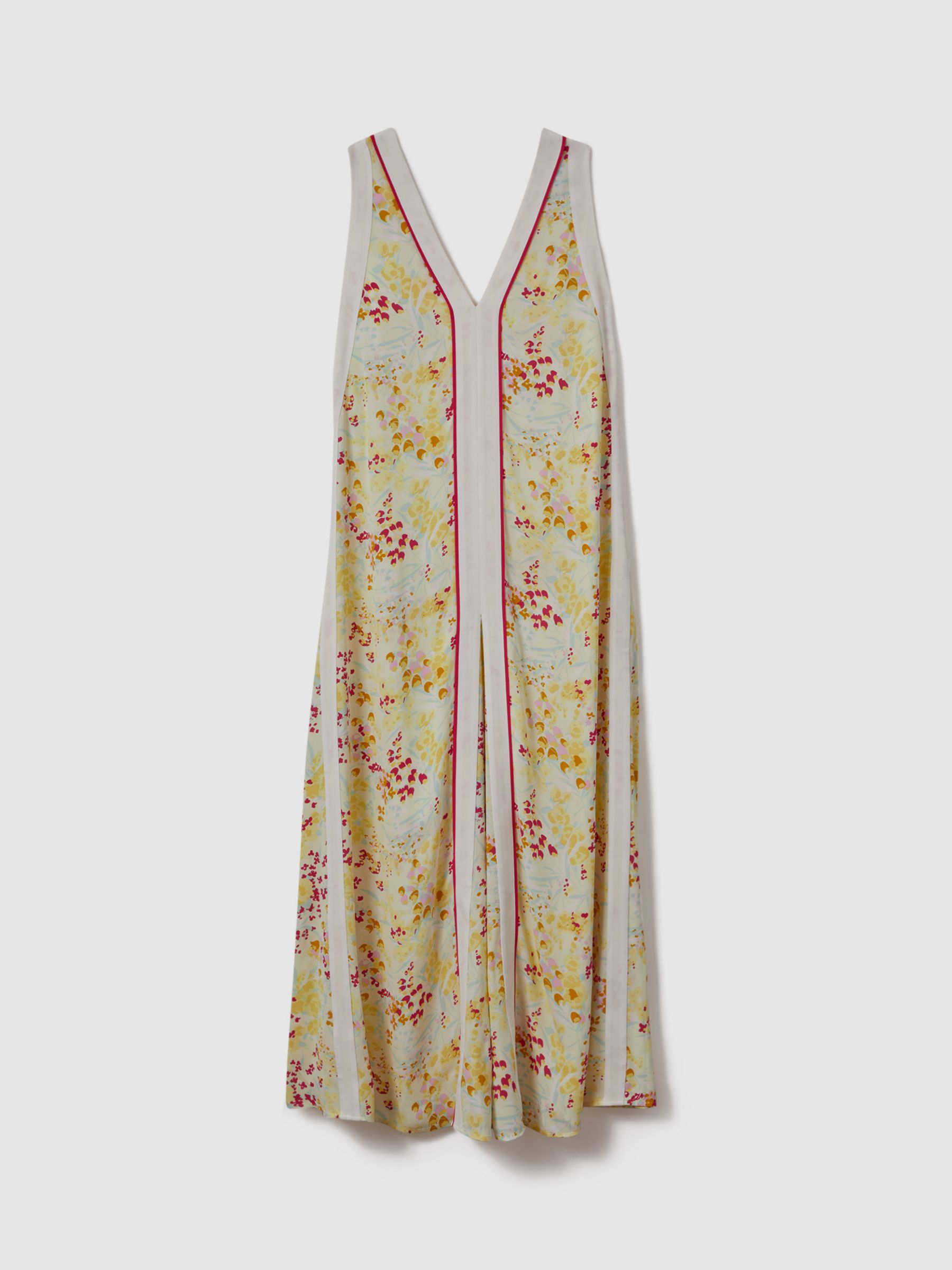 Reiss Eliza Floral Print Maxi Dress, Yellow/Multi, 6