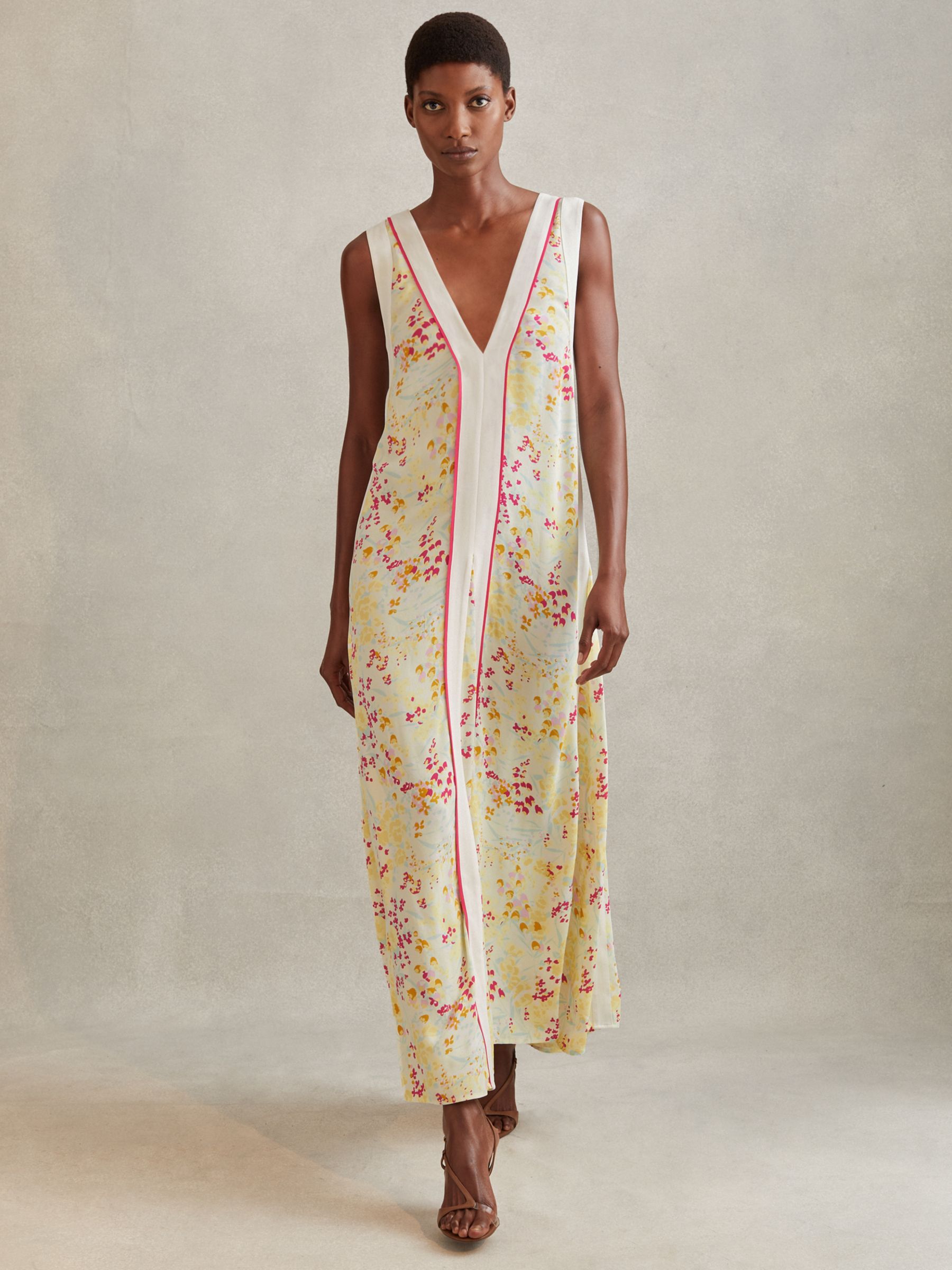 Buy Reiss Eliza Floral Print Maxi Dress, Yellow/Multi Online at johnlewis.com