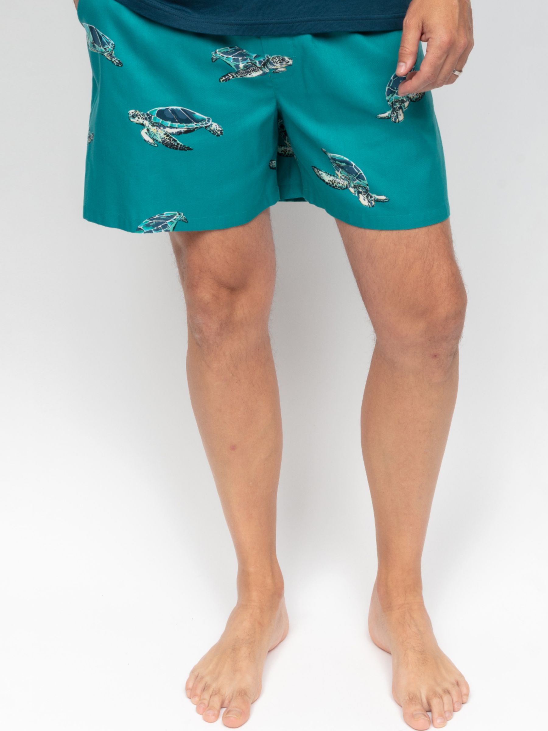 Cyberjammies Turtle Print Pyjama Shorts, Cove Green, S