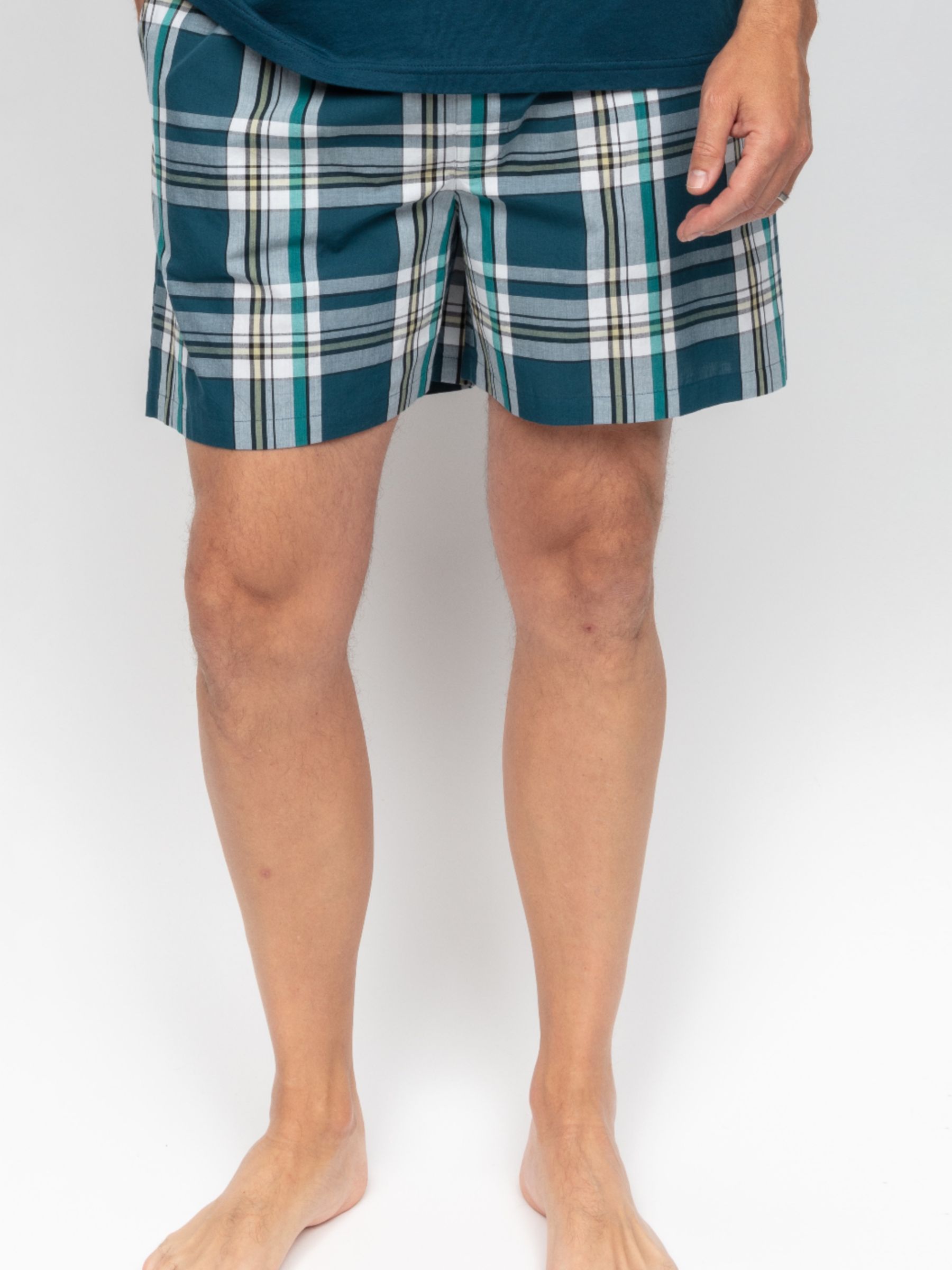 Buy Cyberjammies Check Pyjama Shorts, Teal Online at johnlewis.com