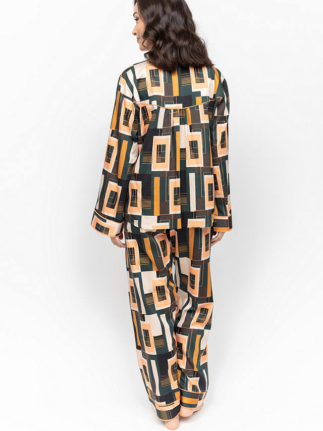 Fable & Eve Tile Print Long Pyjama Set, Black/Multi