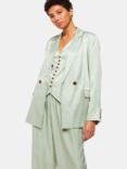 Whistles Rita Luxe Sateen Blazer, Sage Green, Sage Green