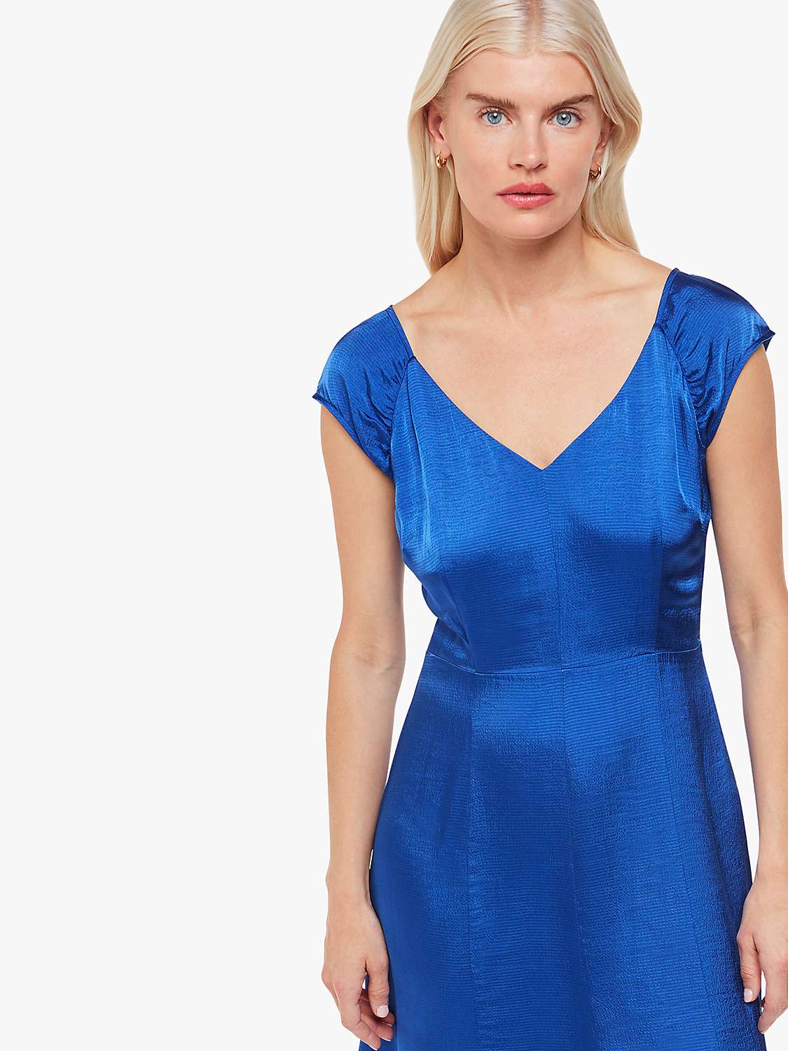 Buy Whistles Petite Arie Hammered Satin Midi Dress, Cobalt Blue Online at johnlewis.com