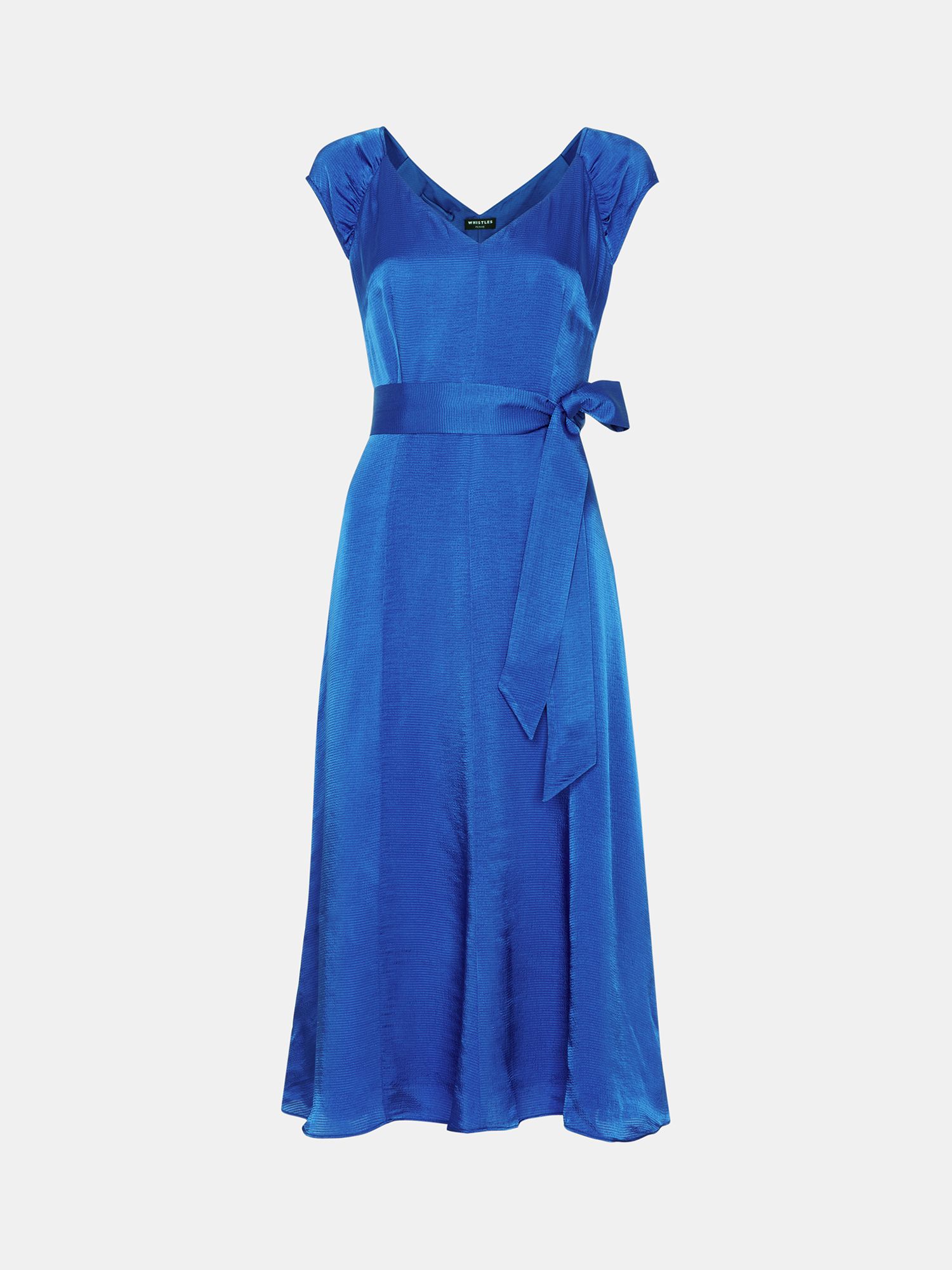 Whistles Petite Arie Hammered Satin Midi Dress, Cobalt Blue, 6