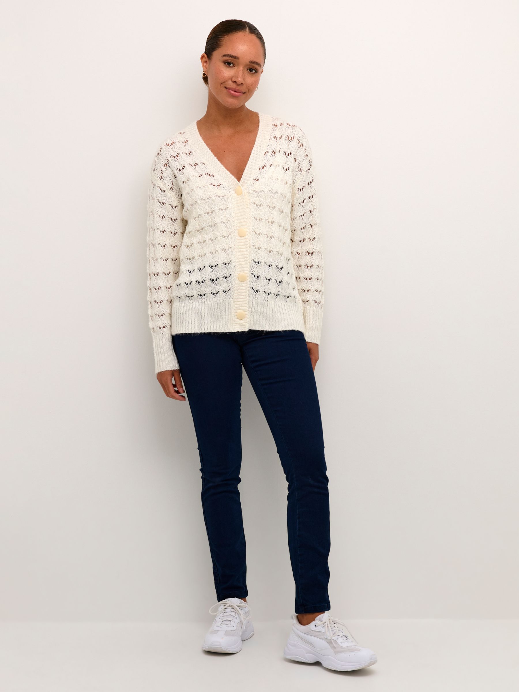 Buy KAFFE Elena Knit Cardigan, Chalk Online at johnlewis.com