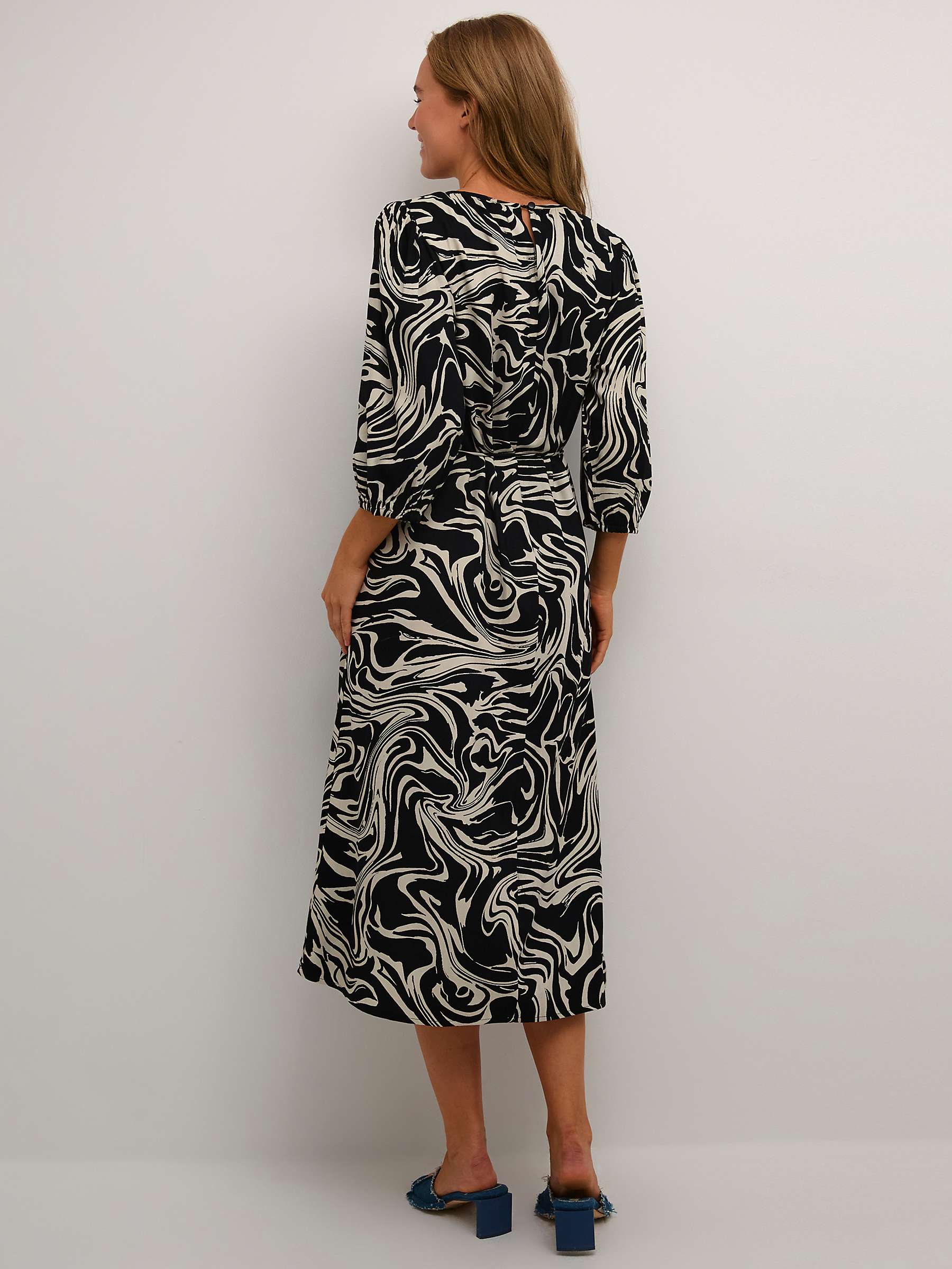 Buy KAFFE Carmen 3/4 Sleeve Round Neck Dress, Graphic Paint Online at johnlewis.com