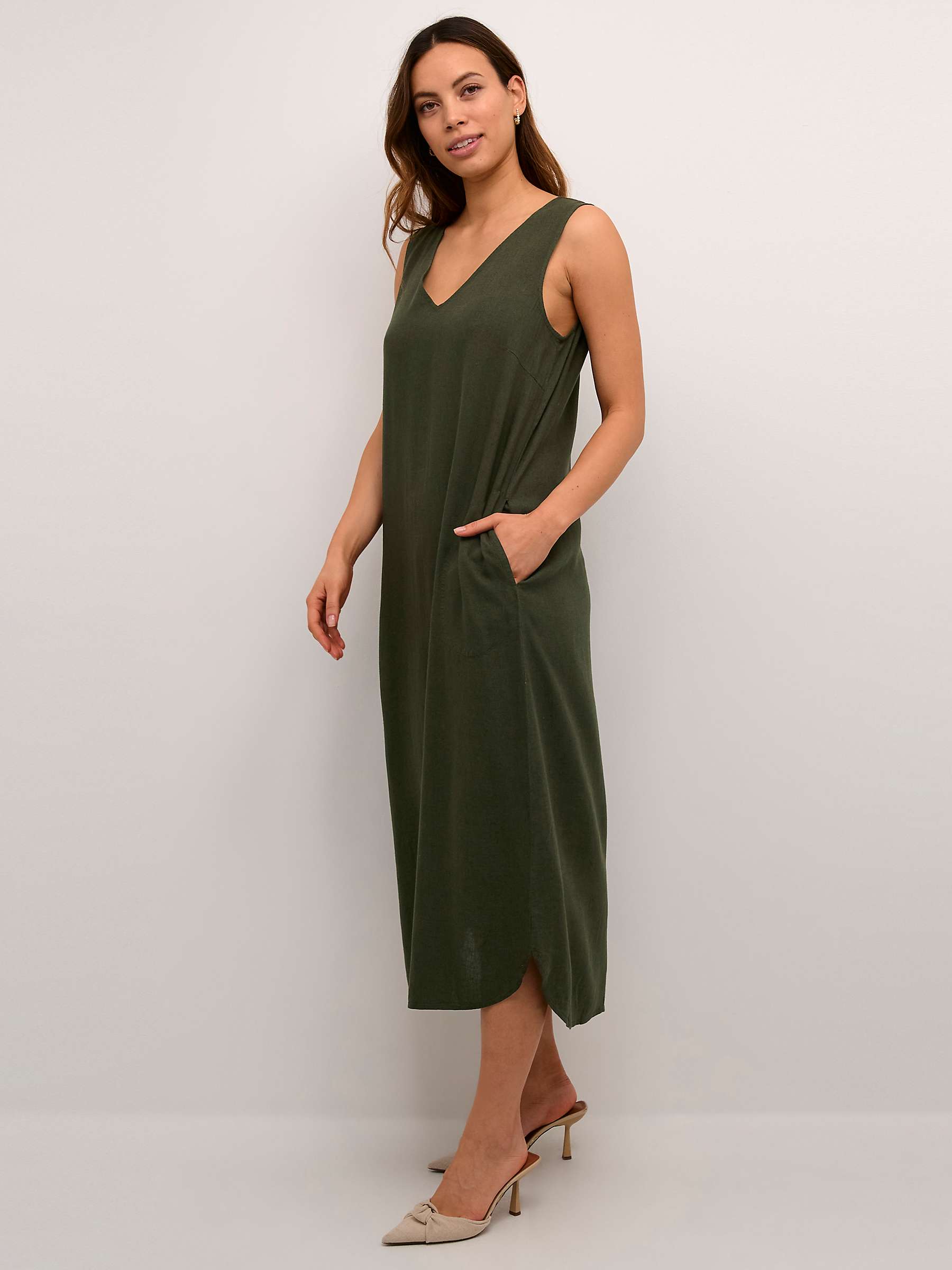 Buy KAFFE Milia Linen Blend Sleeveless Midi Dress Online at johnlewis.com