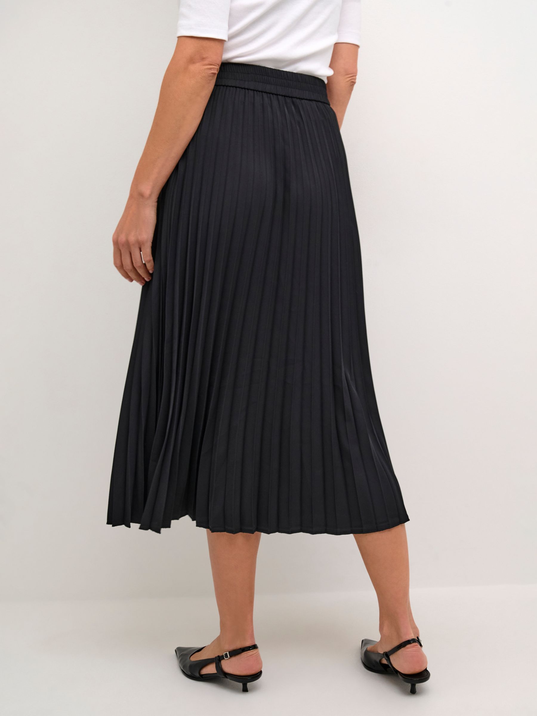 KAFFE Leandra Pleated Skirt, Black Deep at John Lewis & Partners