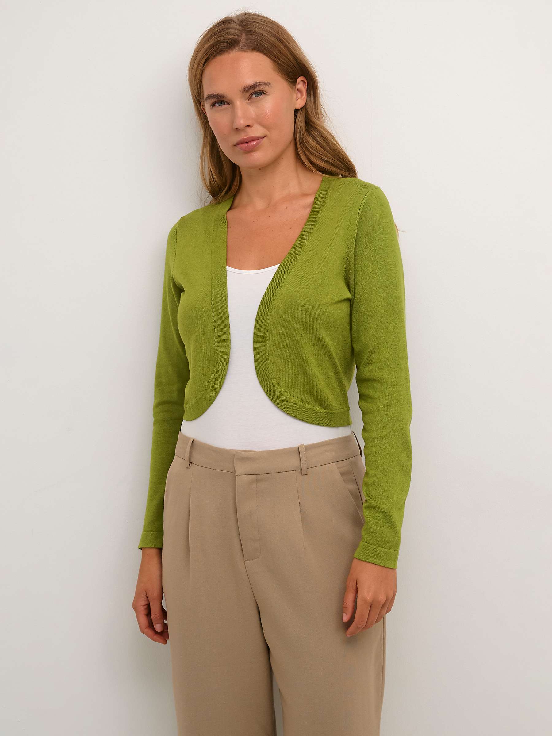 Buy KAFFE Astrid Long Sleeve Slim Fit Bolero, Calla Green Online at johnlewis.com
