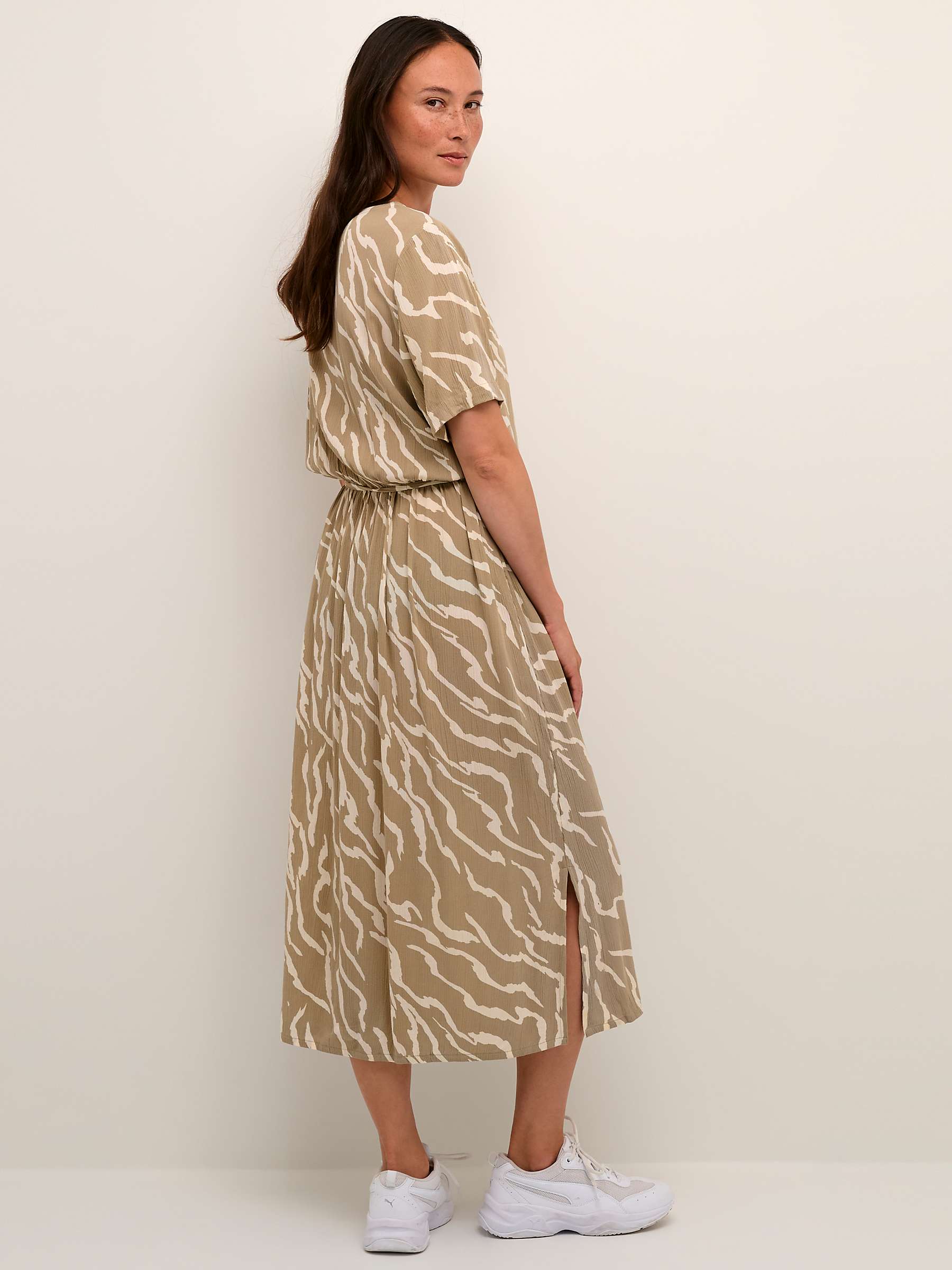 Buy KAFFE Tara V-Neck Short Sleeve Midi Dress, Zebra Print Online at johnlewis.com