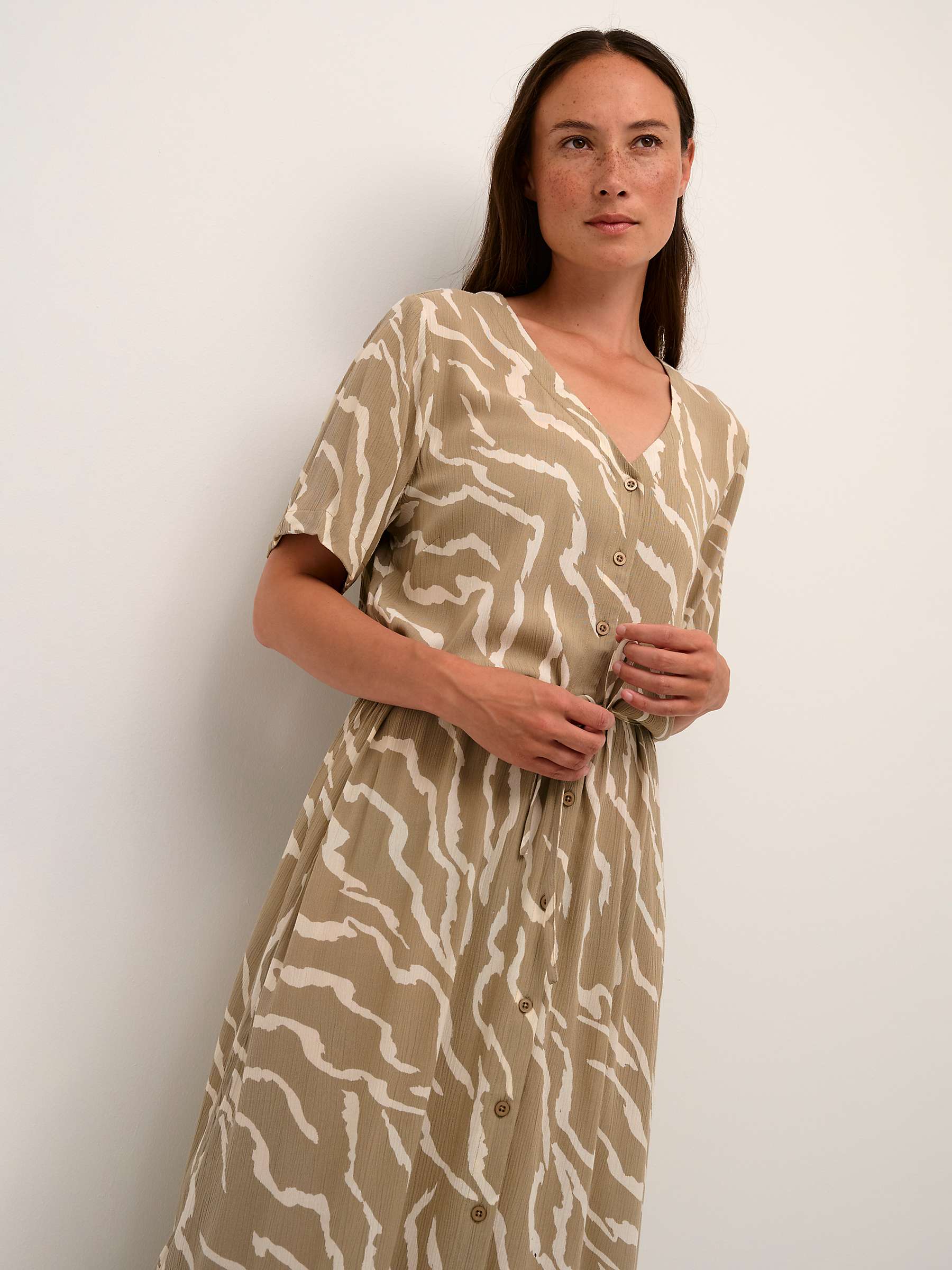 Buy KAFFE Tara V-Neck Short Sleeve Midi Dress, Zebra Print Online at johnlewis.com