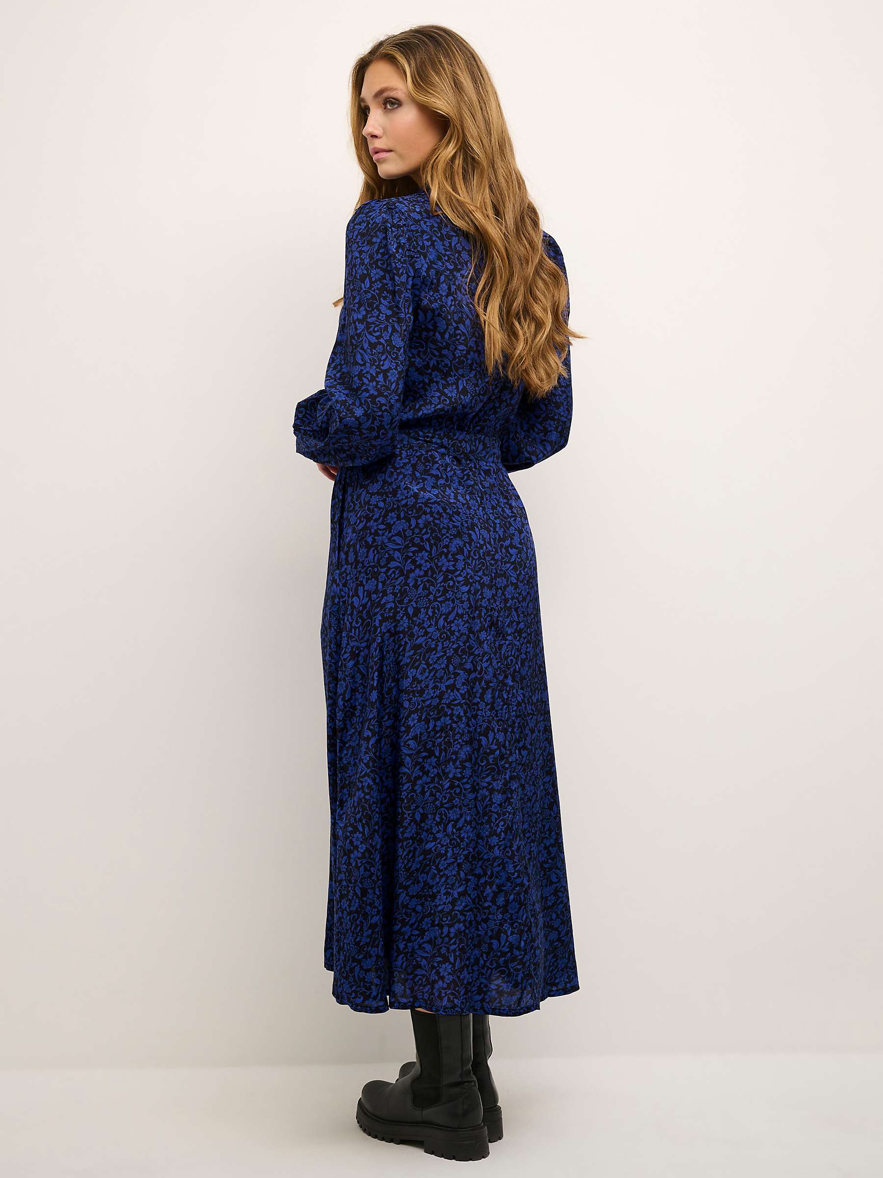 Buy KAFFE Mira Midi Floral Shirt Dress, Black/Blue Online at johnlewis.com