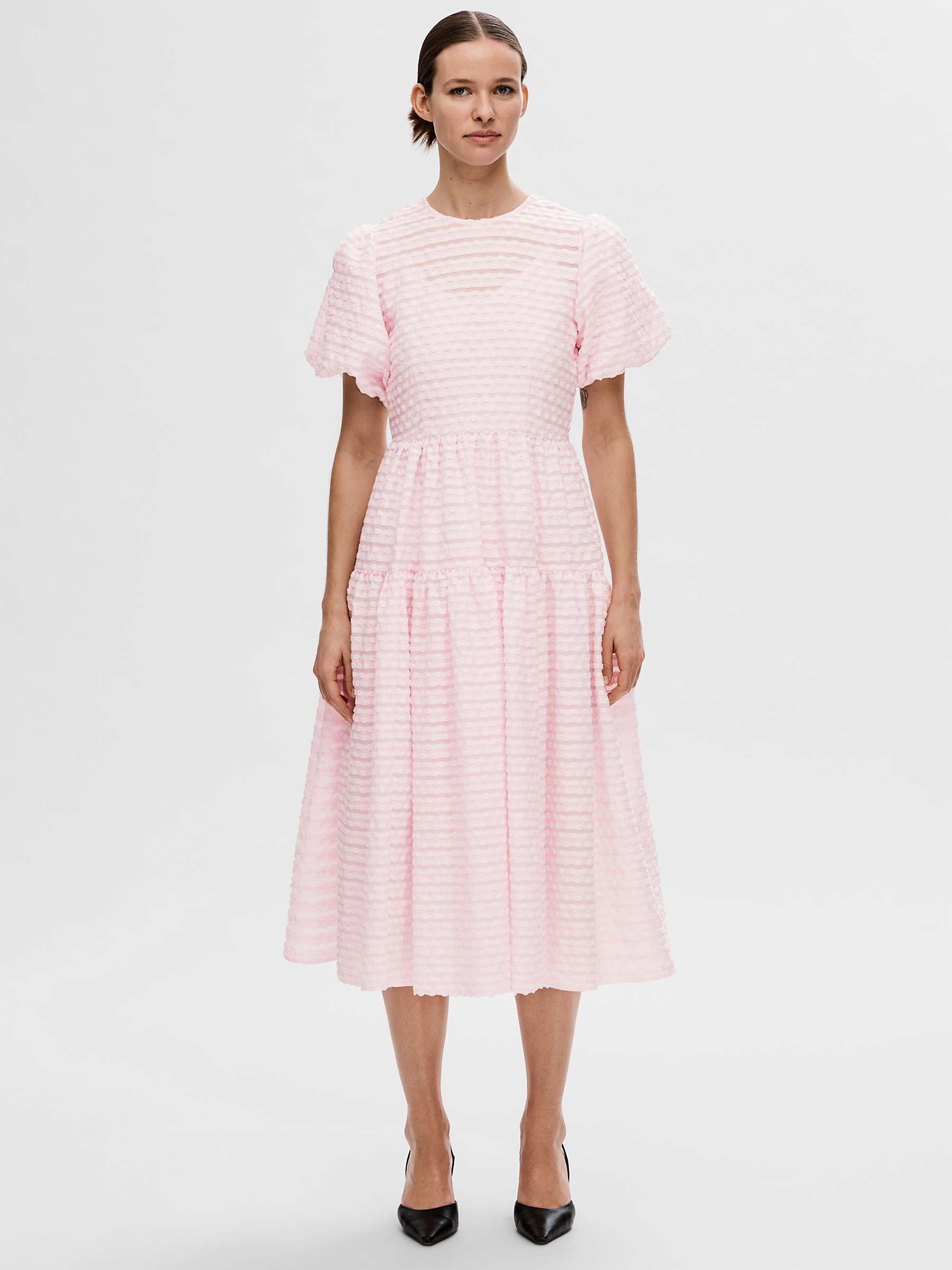 Buy SELECTED FEMME Rochelle Textured Midi Dress, Cradle Pink Online at johnlewis.com