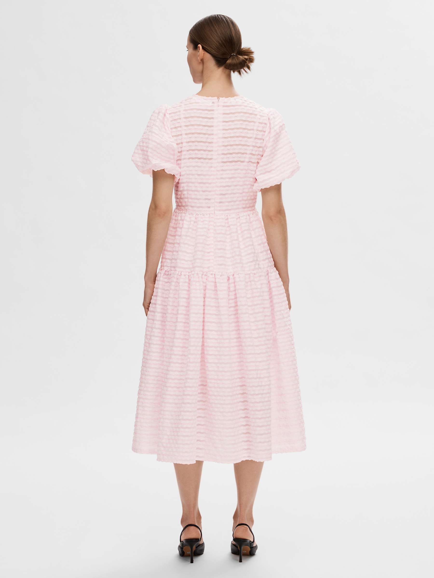 Buy SELECTED FEMME Rochelle Textured Midi Dress, Cradle Pink Online at johnlewis.com