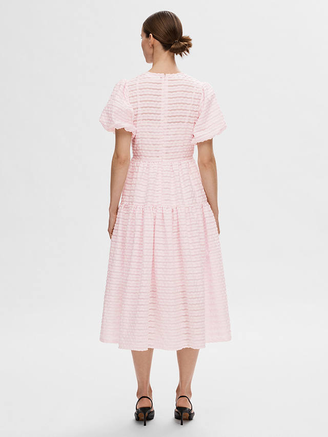 SELECTED FEMME Rochelle Textured Midi Dress, Cradle Pink