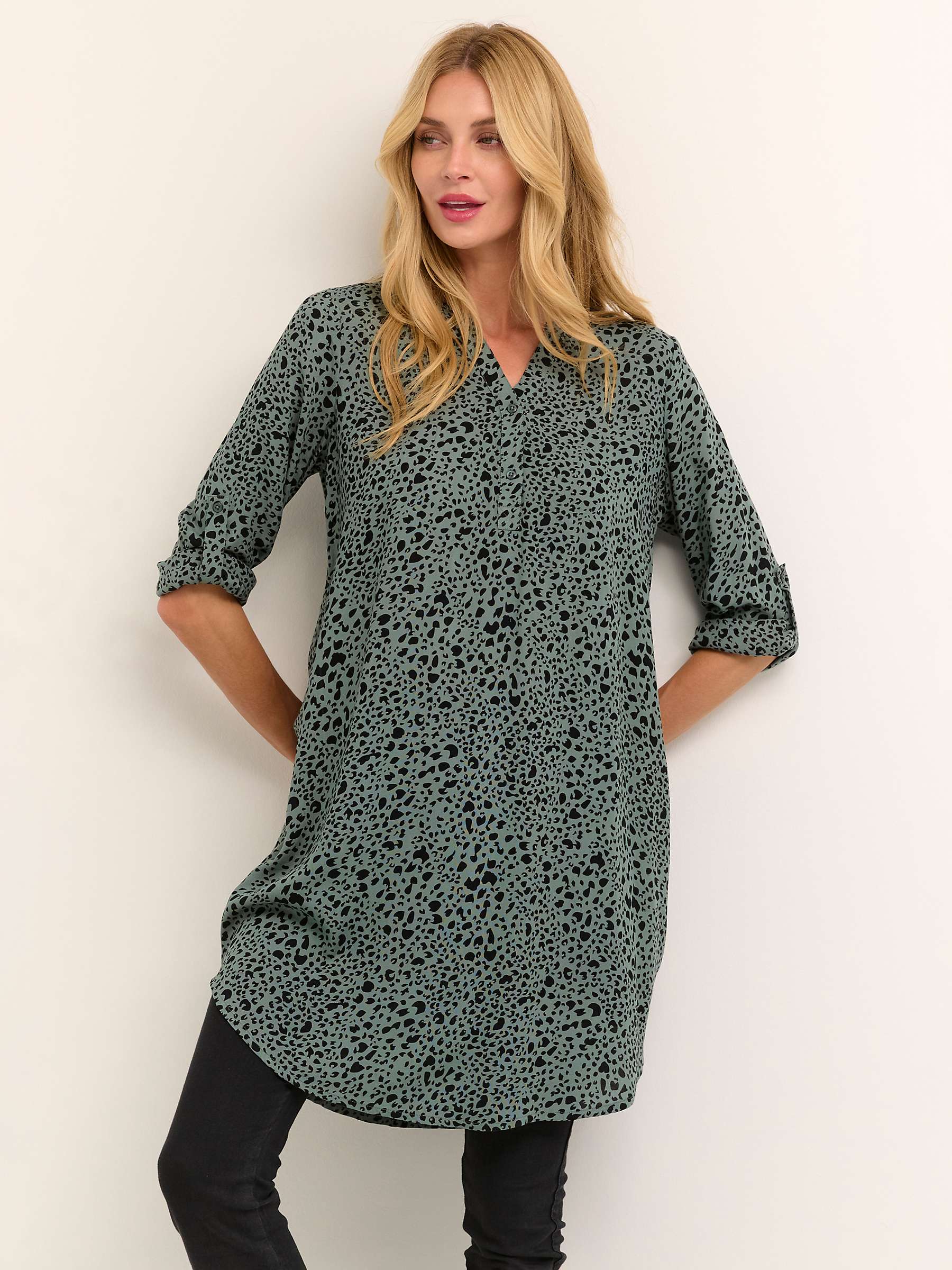 Buy KAFFE Marana Knee Length Dress, Green/Black Online at johnlewis.com