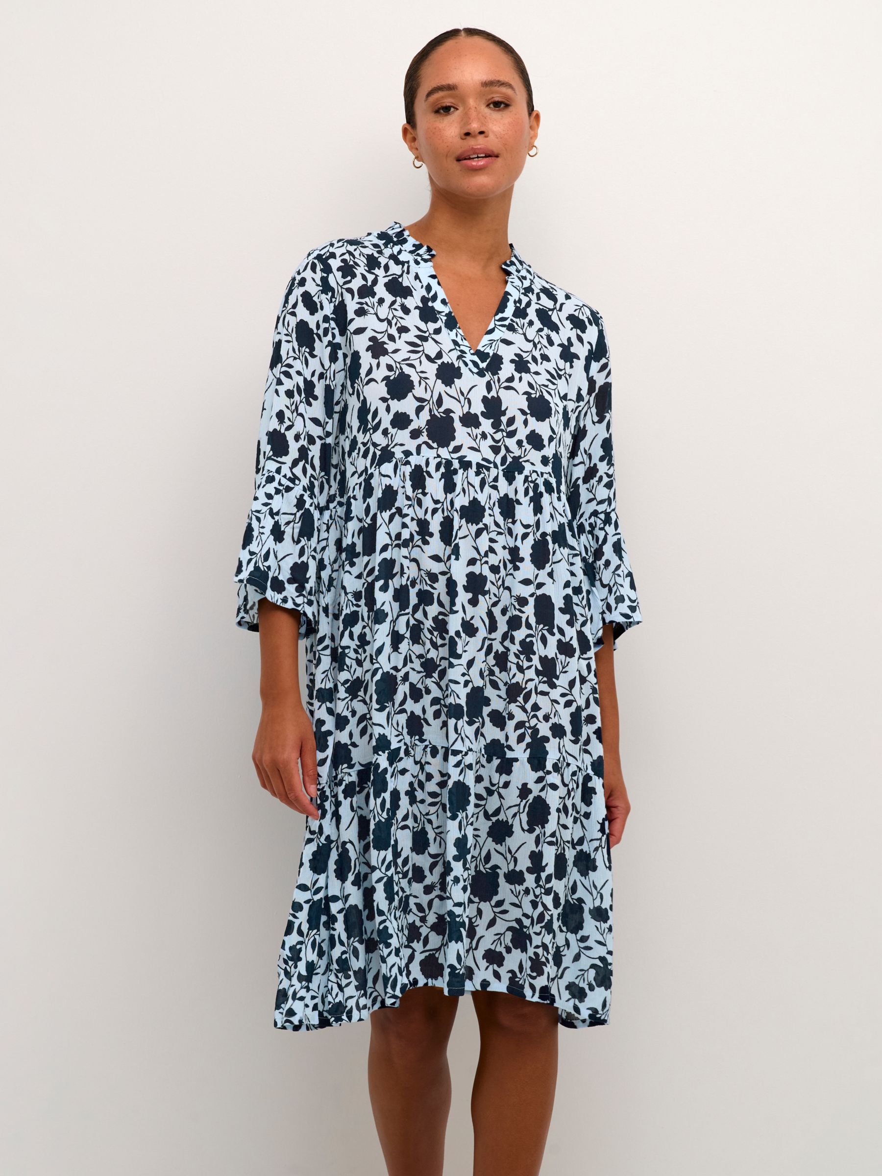 Buy KAFFE Isolde Casual Fit 3/4 Sleeve Dress, Blue Online at johnlewis.com