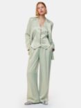 Whistles Rita Luxe Wide Leg Sateen Trousers, Sage Green