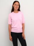 KAFFE Lizza Fine Knit Half Sleeve Top, Pink Mist