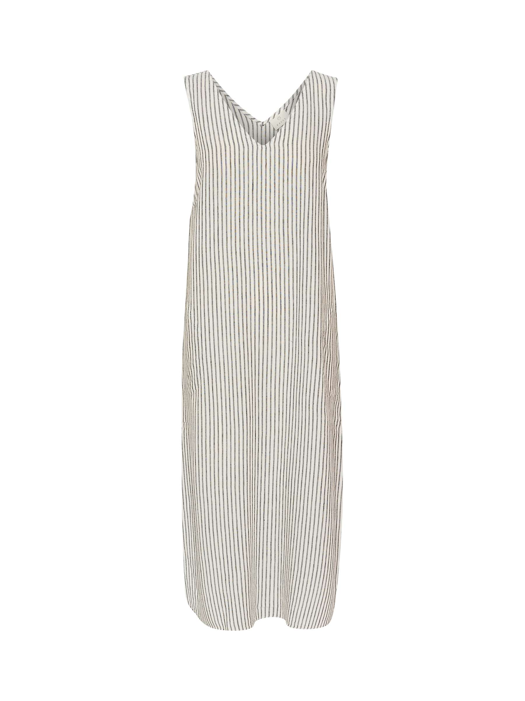Buy KAFFE Milia Stripe Linen Blend Sleeveless Midi Dress, Chalk/Black Online at johnlewis.com
