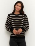 KAFFE Mala Striped Knit Regular Fit Pullover Jumper, Black/White