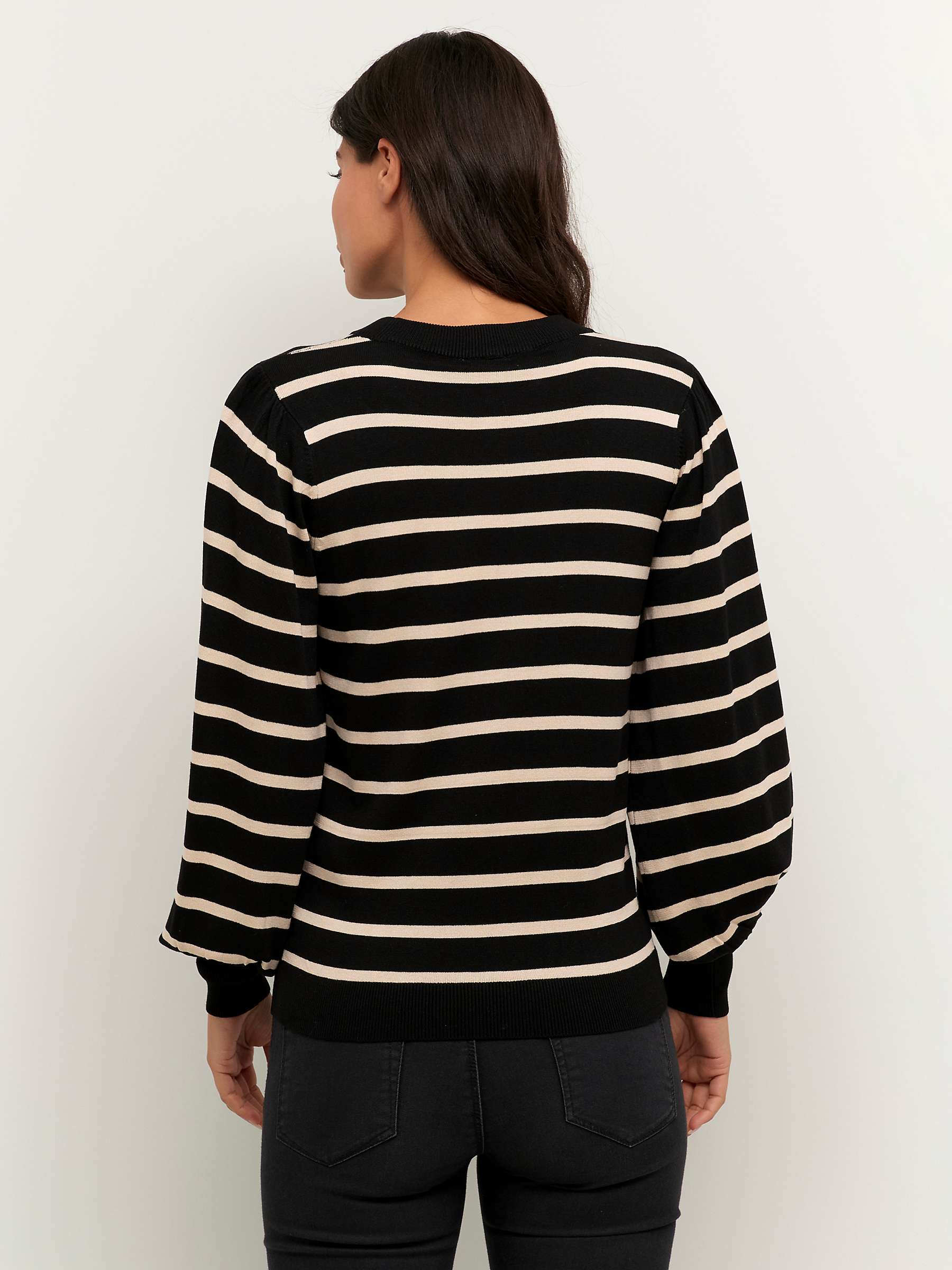 Buy KAFFE Mala Striped Knit Regular Fit Pullover Jumper, Black/White Online at johnlewis.com