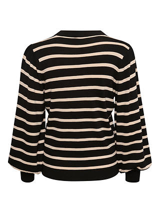 KAFFE Mala Striped Knit Regular Fit Pullover Jumper, Black/White