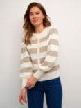 KAFFE Lizza Wide Stripe Cardigan, Chinchilla