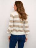 KAFFE Lizza Wide Stripe Cardigan, Chinchilla