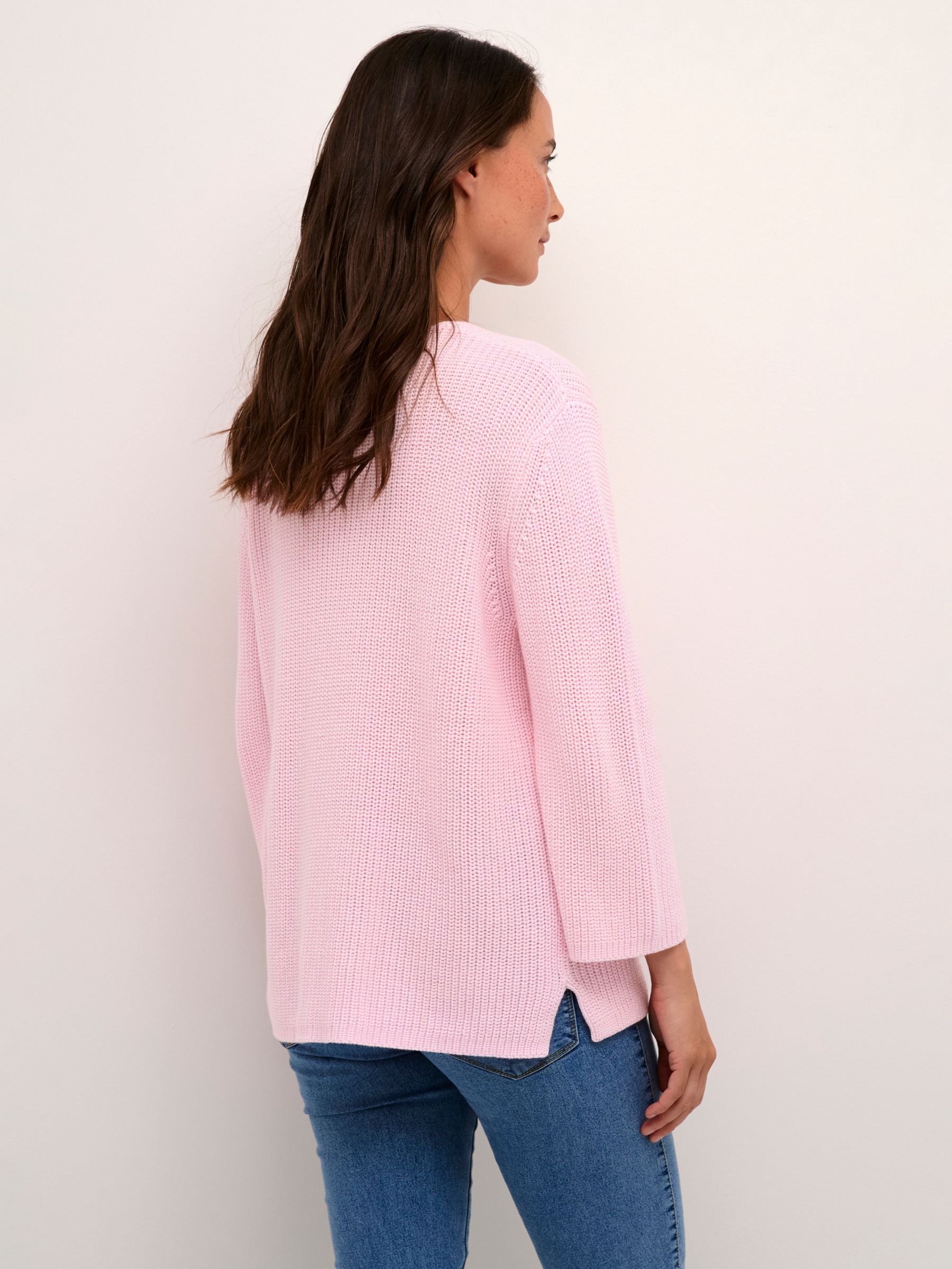 Buy KAFFE Merian V-Neck Cropped Sleeve Knitted Top Online at johnlewis.com