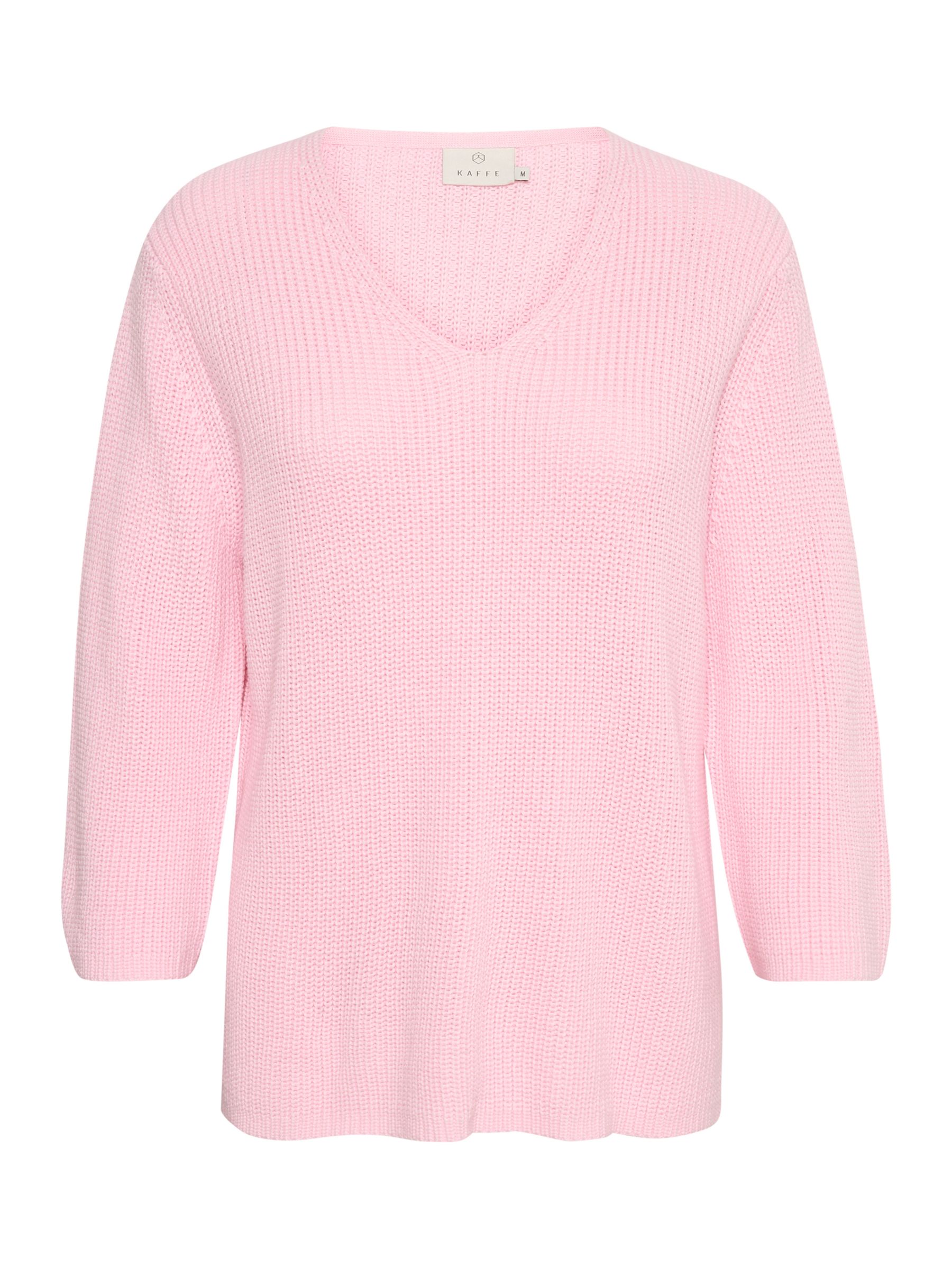 Buy KAFFE Merian V-Neck Cropped Sleeve Knitted Top Online at johnlewis.com