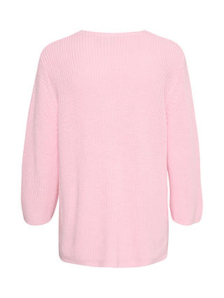 KAFFE Merian V-Neck Cropped Sleeve Knitted Top, Pink Mist