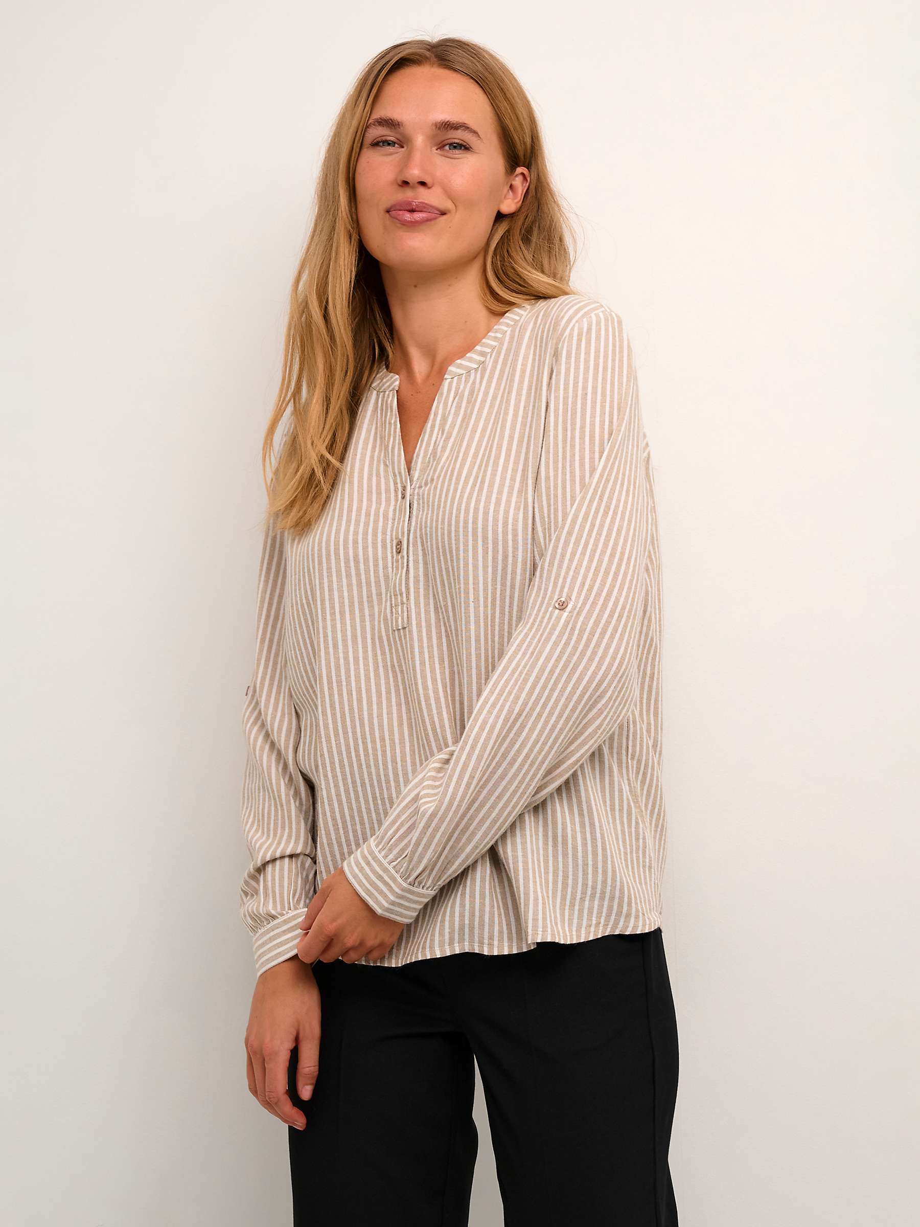 Buy KAFFE Milia Linen Blend Stripe Blouse Online at johnlewis.com