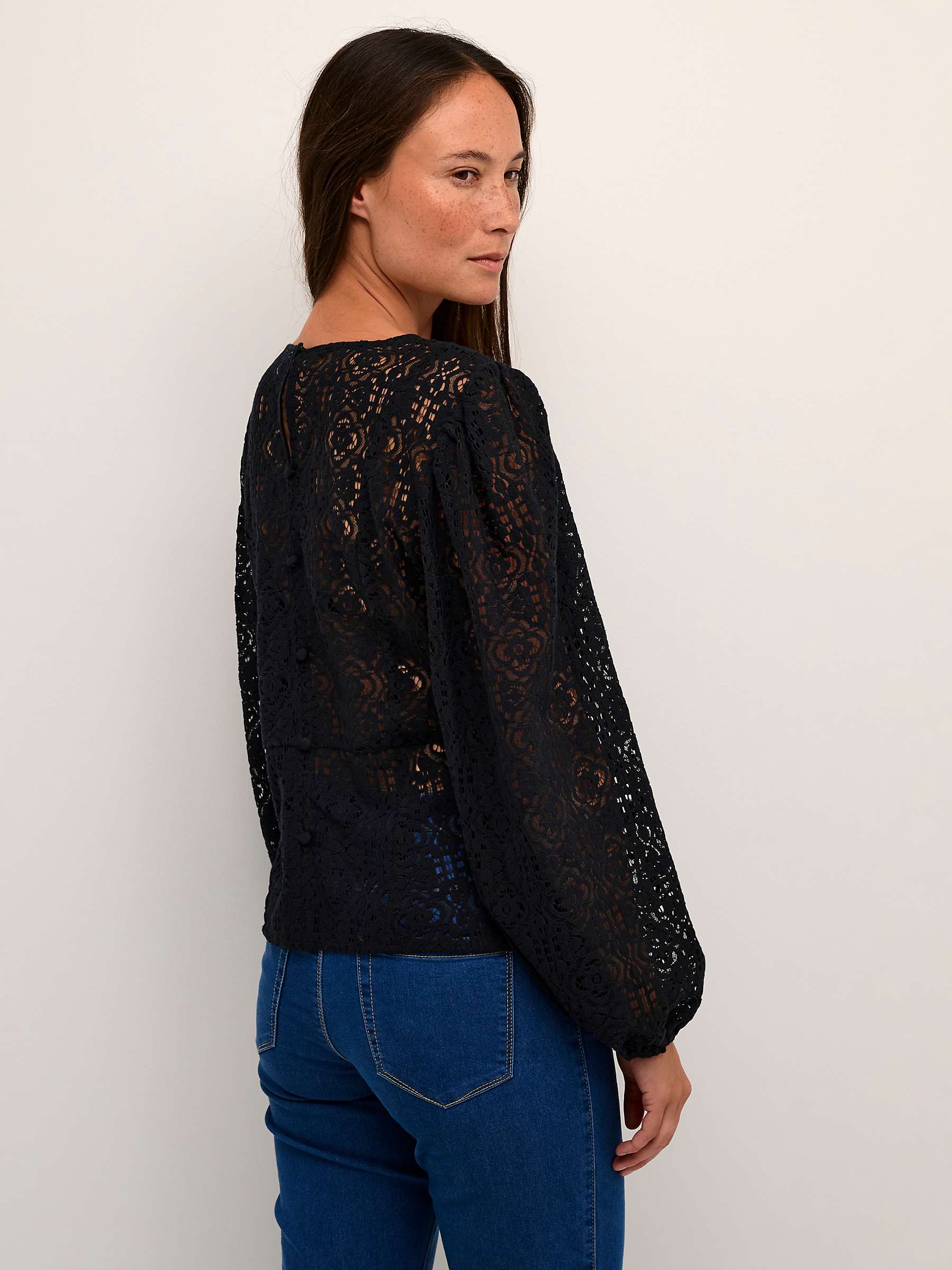 Buy KAFFE Theodora Lace Balloon Sleeve Blouse Online at johnlewis.com