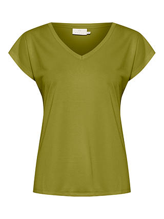 KAFFE Lise V-Neck T-Shirt, Calla Green